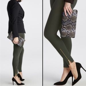 Spanx Olive Green Seamless Ankle Zip Leggings L